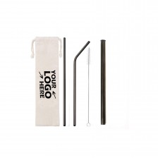 4 in 1 Black Drinking Straws Set with Cleaning Brush